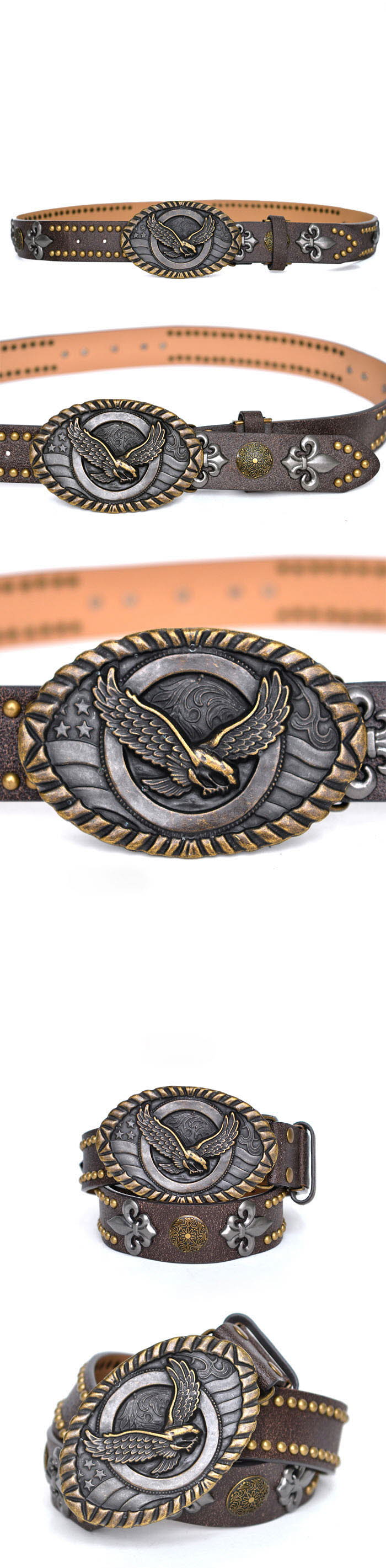 Accessories Belts Last 1) Big Brass Eagle Buckle Multi StudsBelt